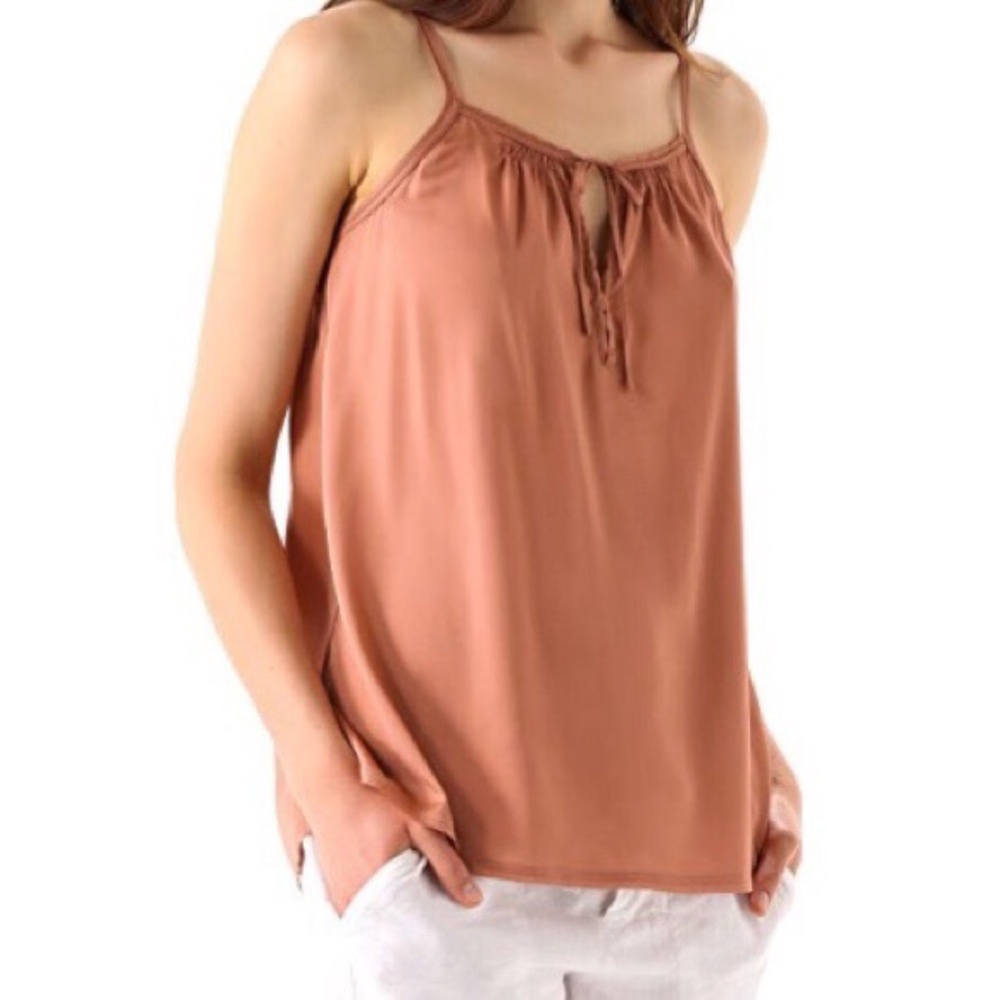 VINCE Coppermine Copper Silk Cami Tank Top Tie EUC